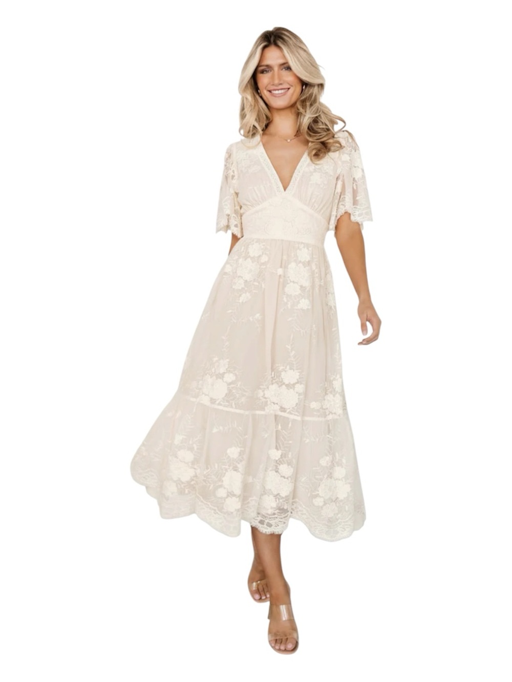 Baltic Born Clarissa Lace Vintage Cream Midi Dress size medium NWT